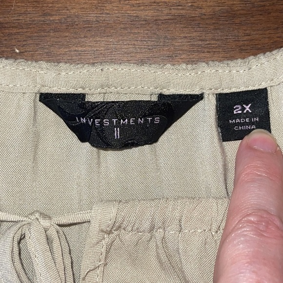 Investments Plus Neutral Beige Blouse with embroidery Sz. 2X - Picture 9 of 15